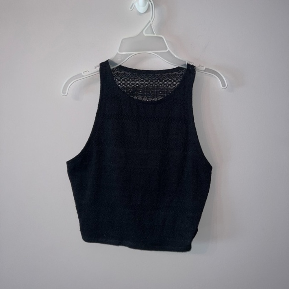 Black colored lace crop top Hollister medium